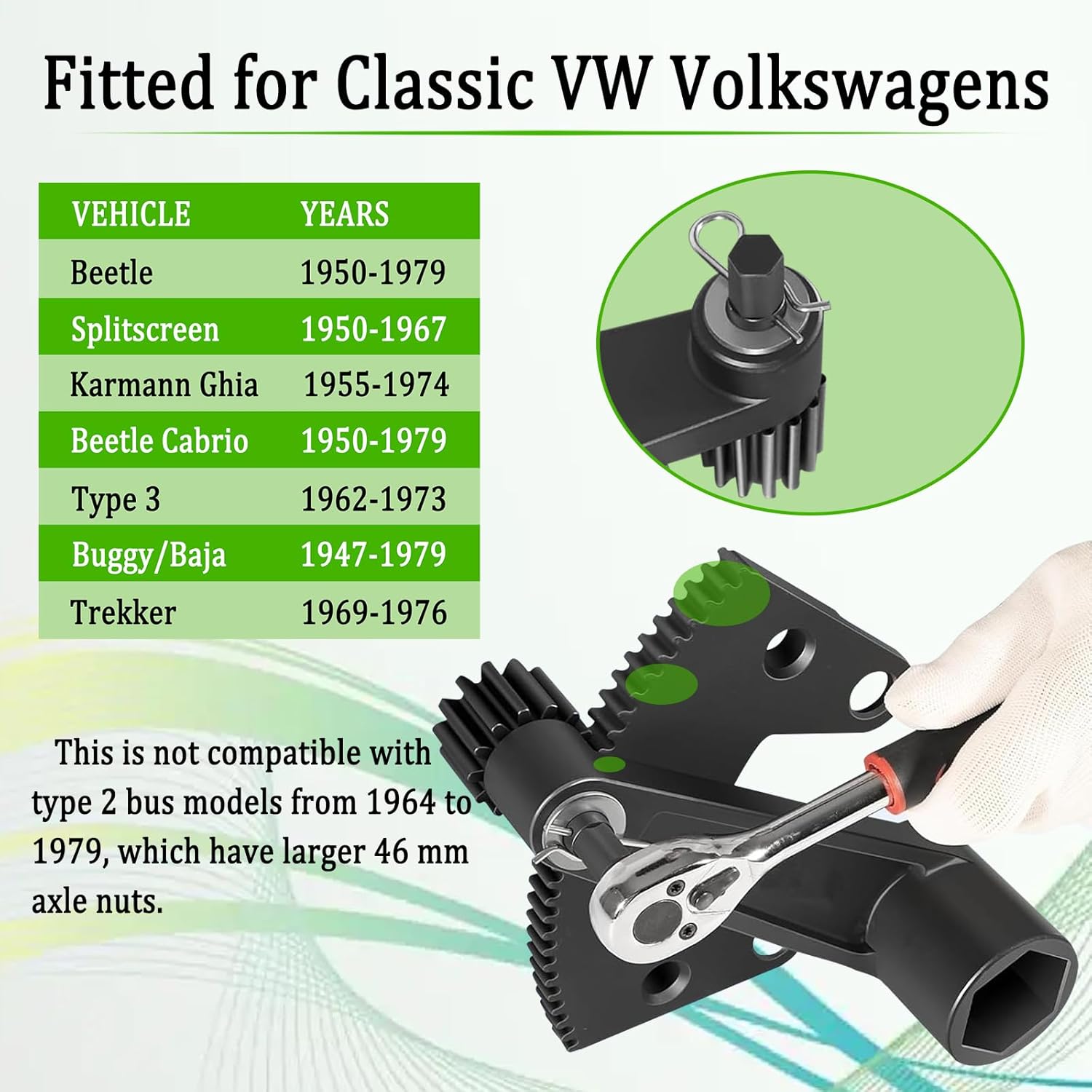Torque Multiplier Leverage Tool Compatible with Classic Vw Bug/Volkswagen Beetle,000133 Torque Leverage Tool Remove Install 36mm Axle Nut and Flywheel Gland Nut