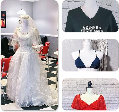 Miniatura 4 de Maniquí femenino ajustable con forma de vestido - Soporte de trípode de torso grande, 100% hecho a mano, suave, elástico, altura ajustable, estilo