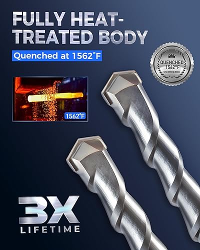 Vista 2 de COMOWARE Juego de brocas de martillo giratorio y cinceles, herramienta de agujero de mampostería de hormigón SDS Plus, 17 piezas con estuche