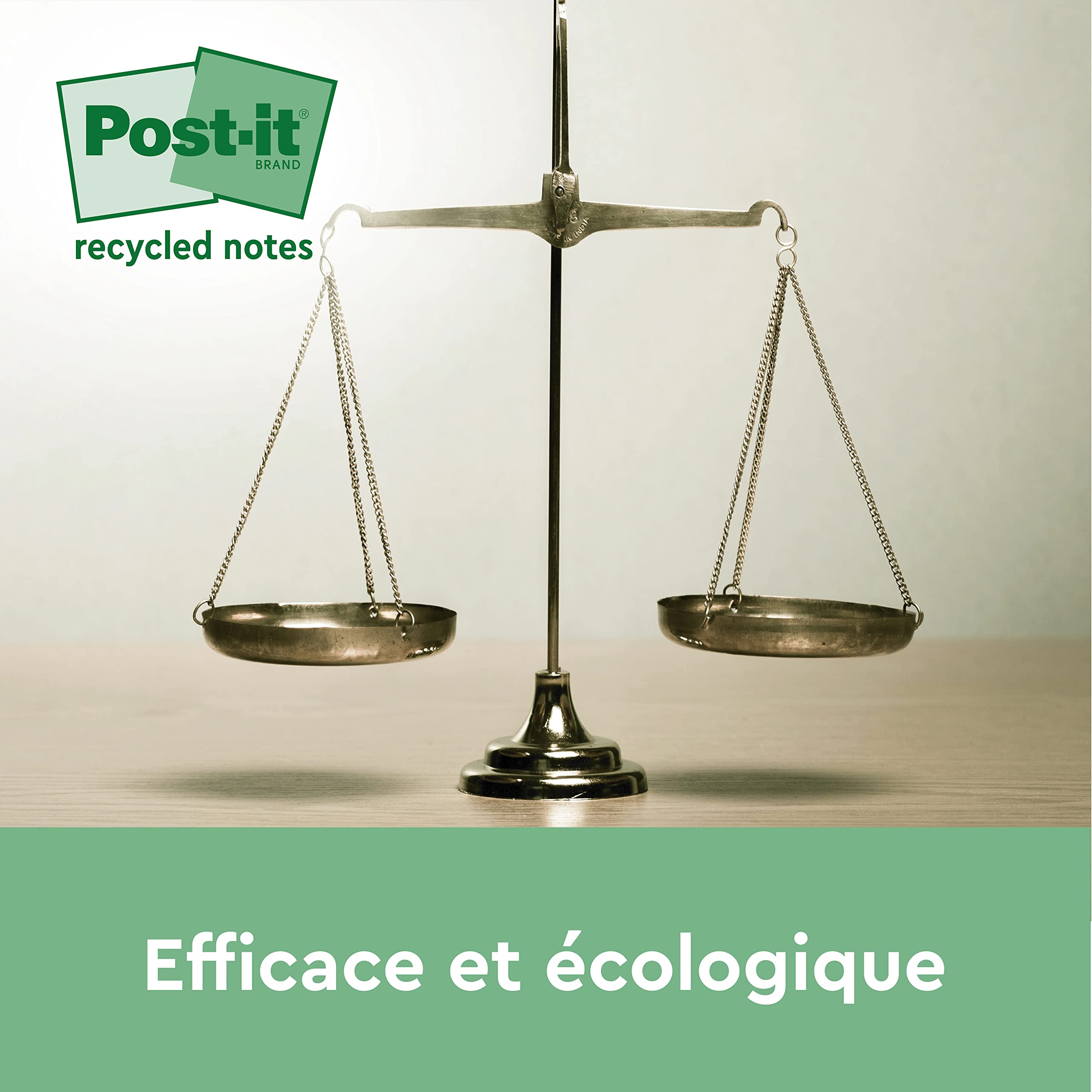 Post-it Notes Autocollantes, Recyclés, Pack de 16 Blocs, 100 Feuilles par Bloc, 76 mm x 127, Vert, Rose, Bleu, Jaune - Notes Autocollantes Fabriquées à partir de Papier 100% Recyclé