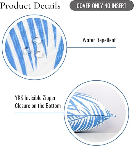 Miniatura 5 de Hofdeco Premium Solo funda de almohada Coastal Patio para interiores y exteriores, 20 x 20 pulgadas, repelente al agua para patio trasero, sofá,