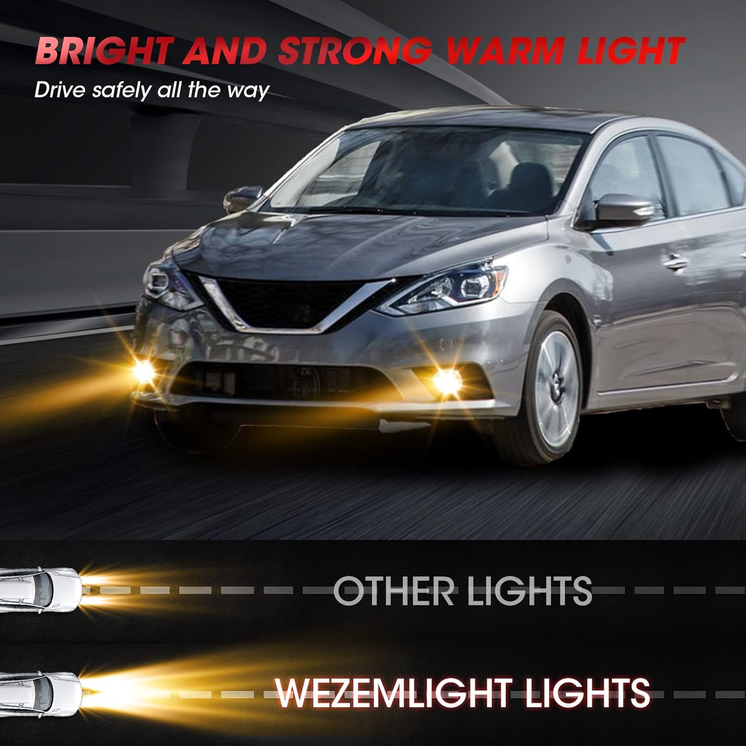 Fog Lights Assembly Replacement For 2016-2019 Nissan Sylphy/Sentra with H11 12V 55W Halogen Bulbs Included Switch And Wiring Kit(Clear Lens)