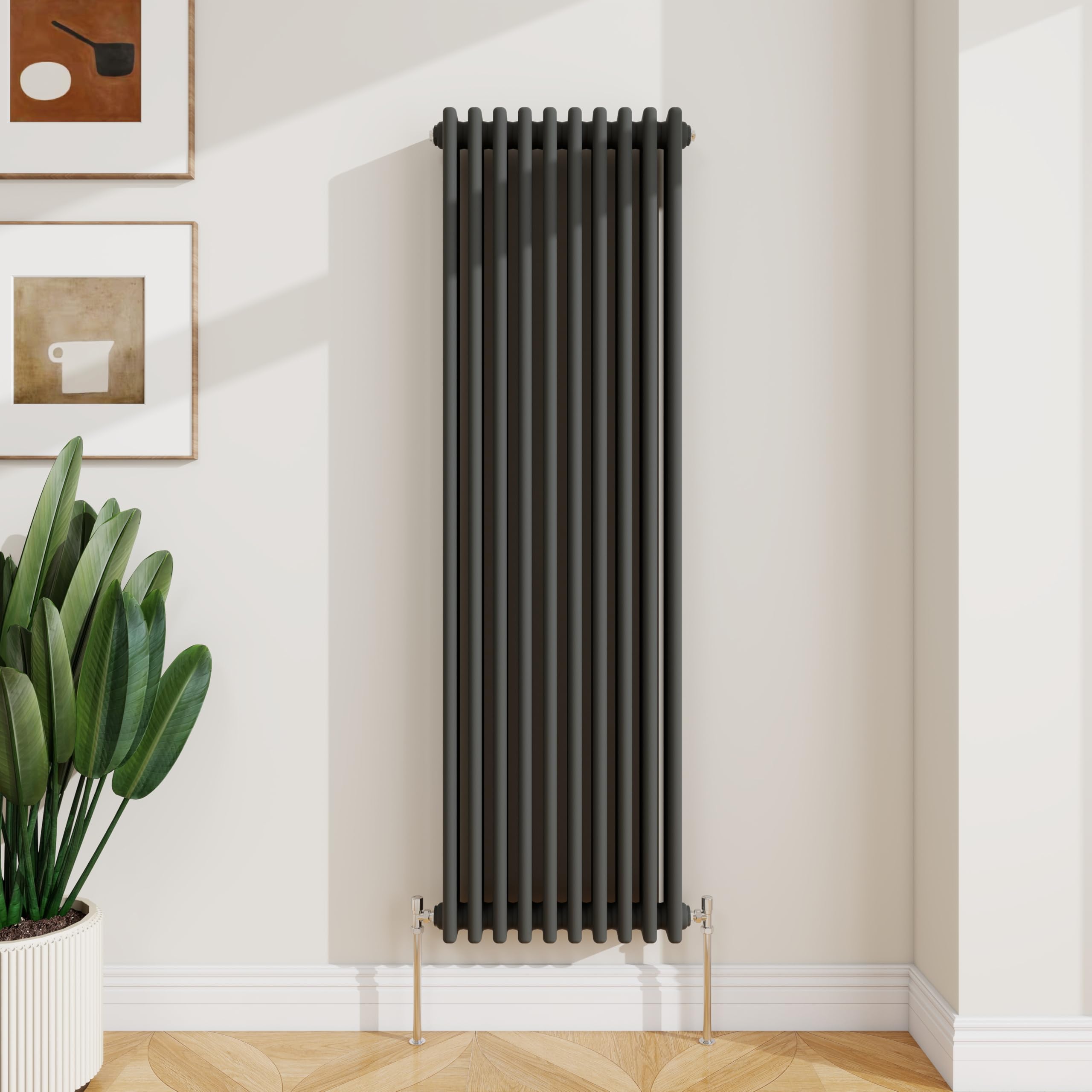 SLINE SANITARY 1500x470mm Cast Iron Style Traditional 3 Column Vertical Anthracite Central Heating Radiator