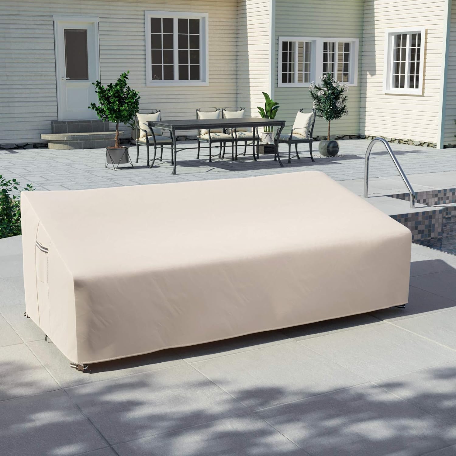 SONGMICS Patio Sofa Cover, 600D 3-Seater Sofa Protective Cover for Outdoor Garden Furniture, Waterproof and Anti-Fade, 78 x 38 x 30 Inches, Beige UGSC198EC : Patio, Lawn & Garden
