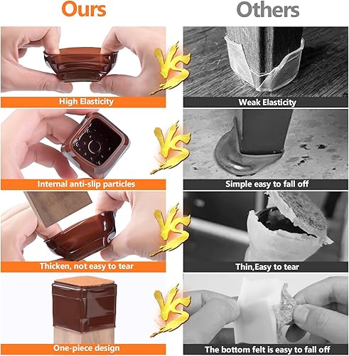 Miniatura 3 de BAIPOK 36 Protectores de Piso para Patas de Silla, Protectores Cuadrados de Silicona para Patas de Silla para Pisos de Madera Dura, Almohadillas de