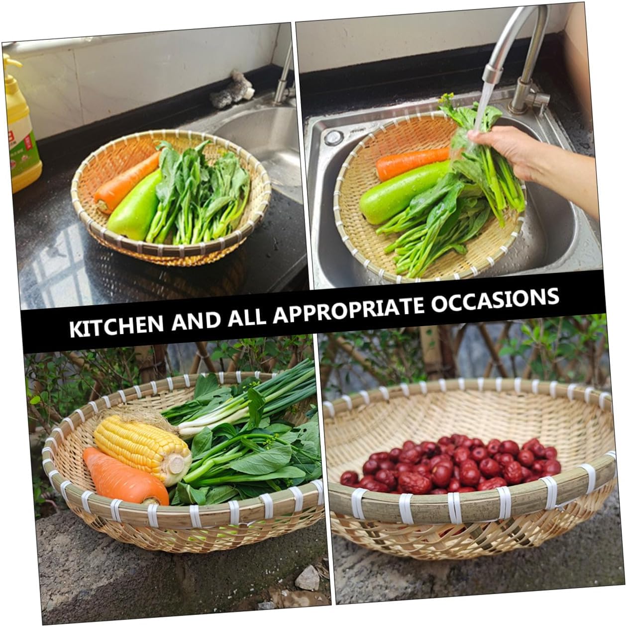 Bread Storage Basket Set Kitchen Organizer Drying Basket Natural Material with Fruit and Bun Storage for Home Use 5pcs Set