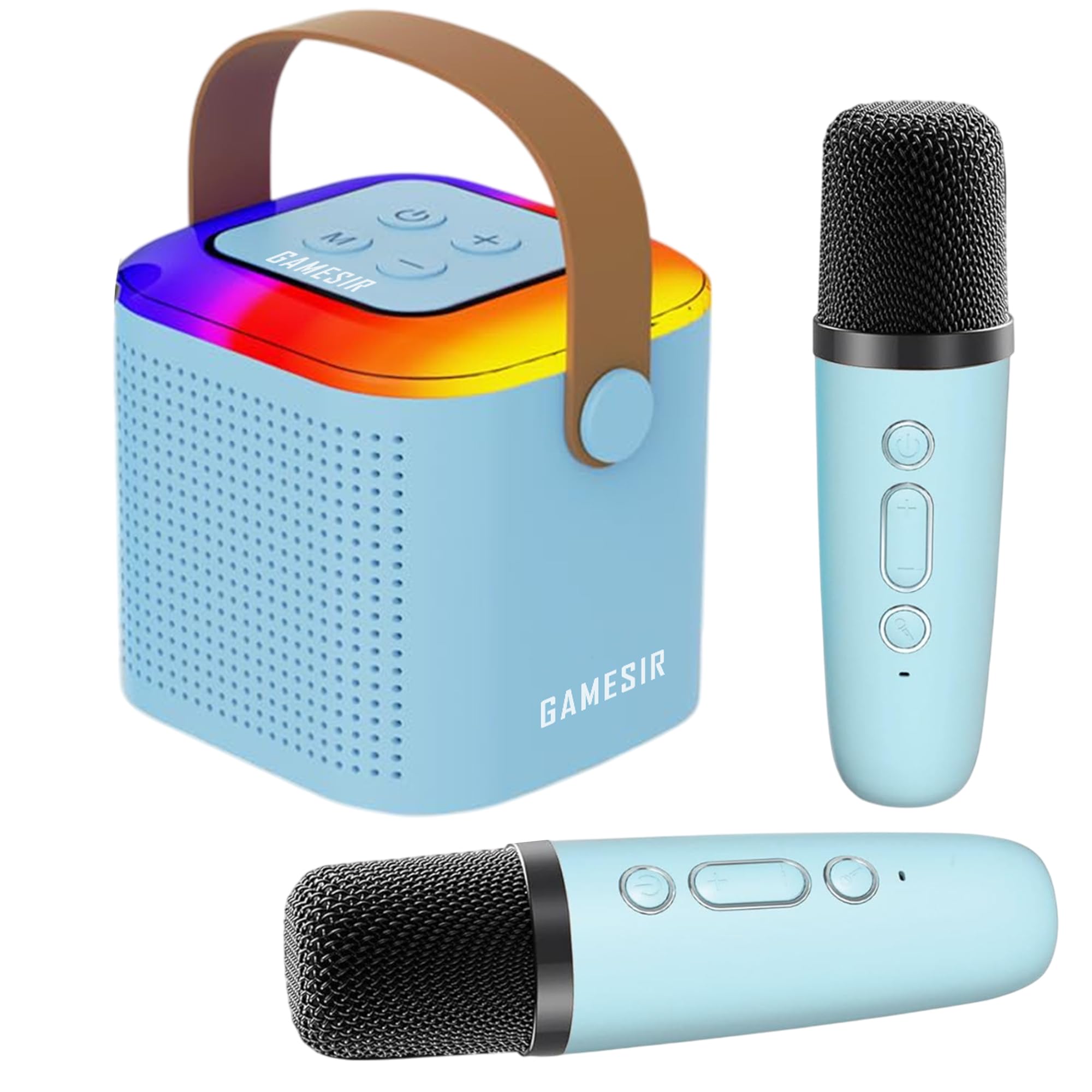 GameSir JollyBeats Wireless Karaoke Machine, Portable Bluetooth Speaker with 2 Mics, 3D LED Lights, 5 Voice Effects, 10W HD Sound, 10H Battery,Fun Singing Toy for Parties & Gifts(Blue)-picture-29