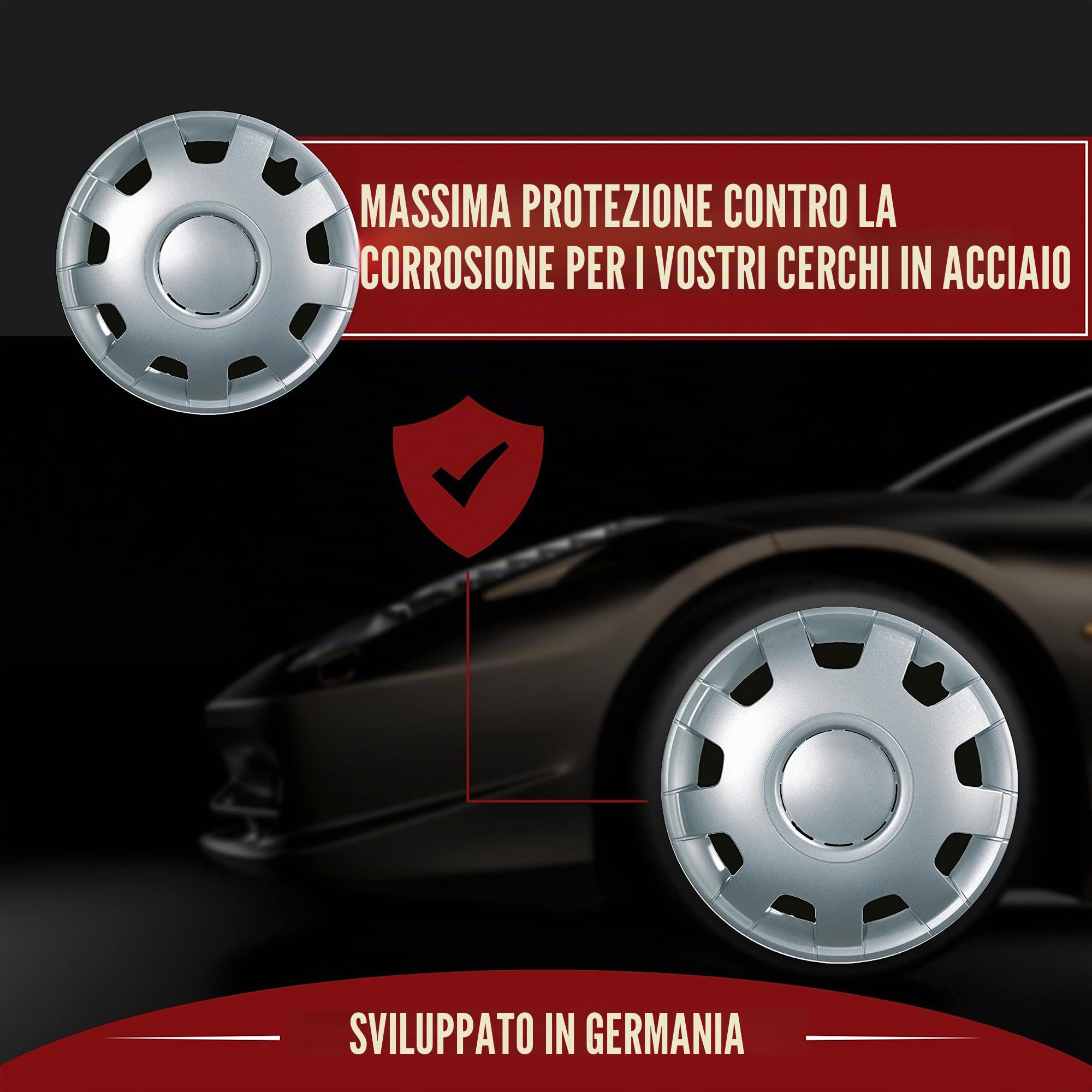 Albrecht Copricerchi 15 Pollici Argento Alfa Set da 4 per Cerchi in Acciaio