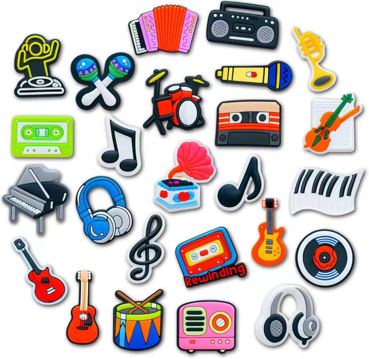 Jesus Gamed Music Baseball Softball Puerto Rico Teeth Alphabet Shoe Charms for Croc Clog Sandals Bracelets Decoration