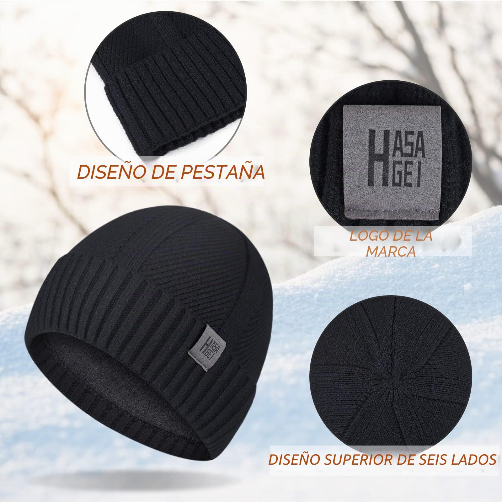 HASAGEI Gorros de Punto, Gorro Beanie para Hombre y Mujer, Diseño Clásico Moderno y Suave y Elástico, Unisex