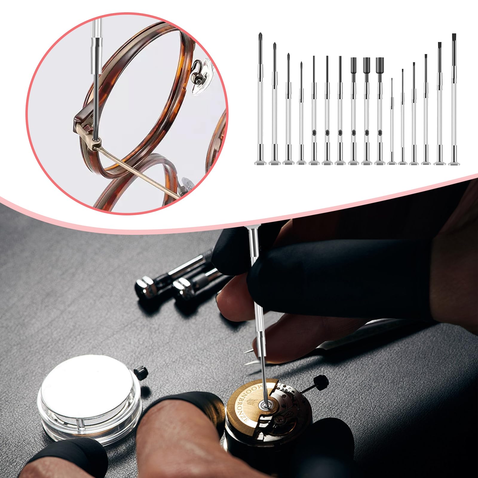 Strumenti Di Riparazione Orologi Specifiche Multiple Cacciave A Testa Piatta Da 0,6-2,0 Mm Cacciave A Testa Phillips 13 Dimensioni - Foto 10