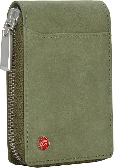 HORNBULL Steve RFID Blocking Leather Wallet for Men | Vertical Credit Debit Card Holder, Gren, Zip Around Wallet, Zip Around Wallet (Green)
