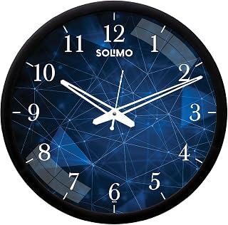 Amazon Brand - Solimo 12-Inch Contemporary Plastic&Glass Analog Wall Clock-Designer(Silent Movement,Black Frame) Price In India