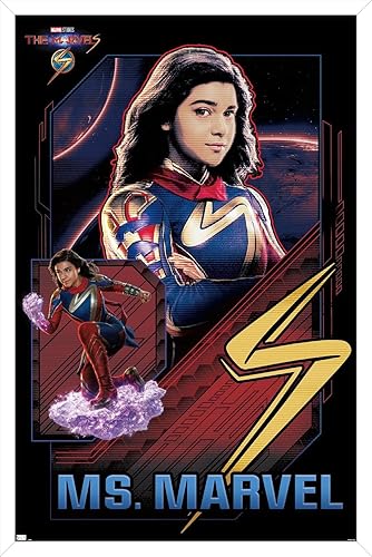 Miniatura 38 de Trends International Marvel The Marvels - Póster de pared de Ms. Marvel, 14.72 x 22.37 pulgadas, versión enmarcada en negro Versión con marco
