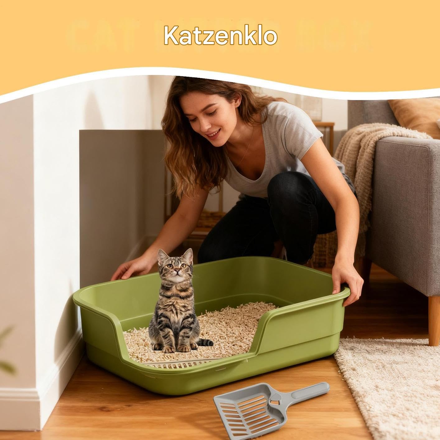 Großes Katzenklo Groß Leicht Zu Reinigen Mit Schaufel