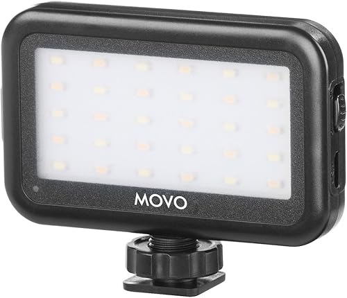 Movo Mini panel de luz LED LED-30 con brillo ajustable y batería recargable, luz portátil perfecta para fotografía, videos y más