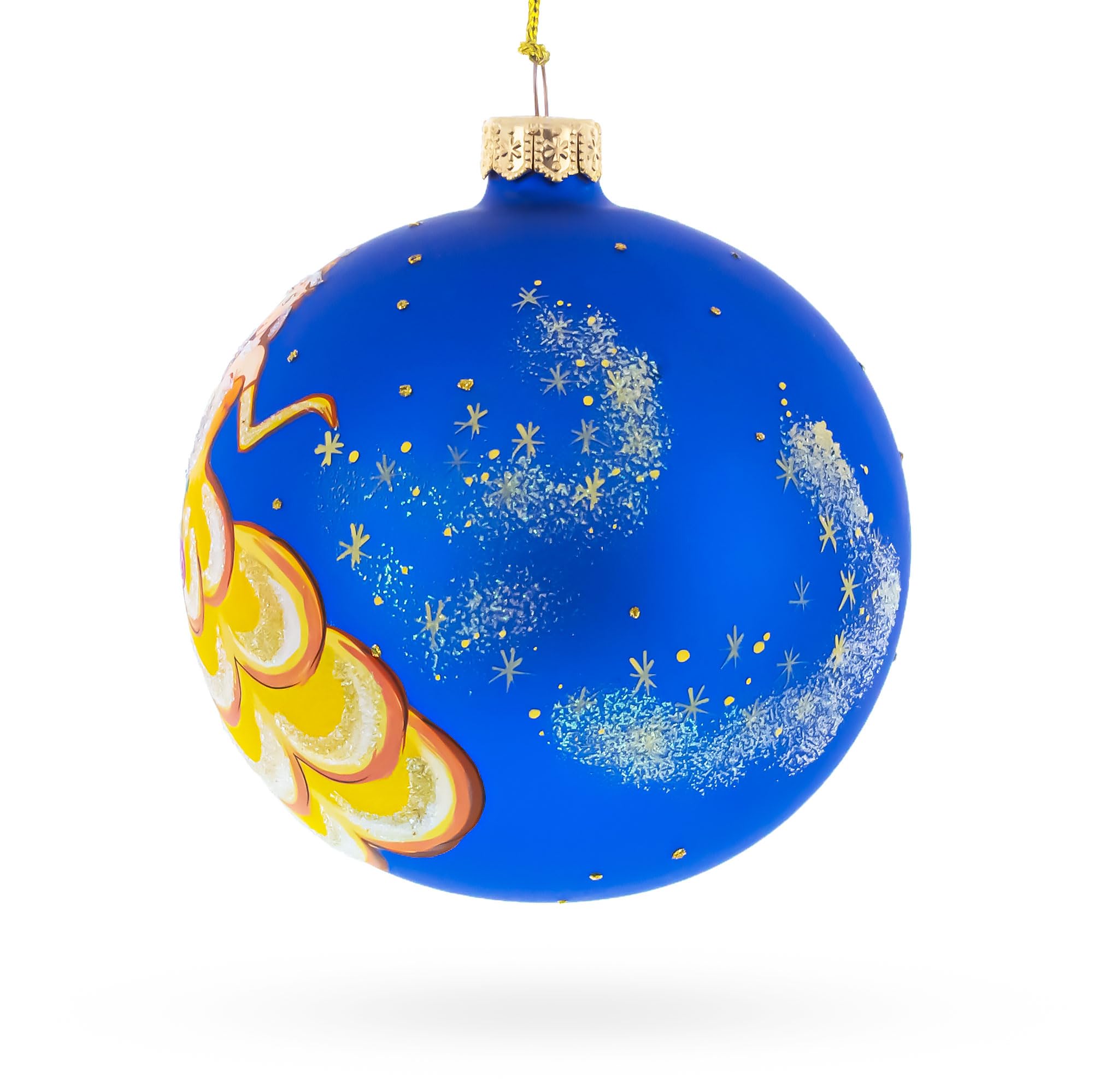 Encantadoras Flores: Princesa Adornada con una Corona Floral en una Lujosa Bola de Vidrio Soplado Adorno de Navidad de 4 Pulgadas