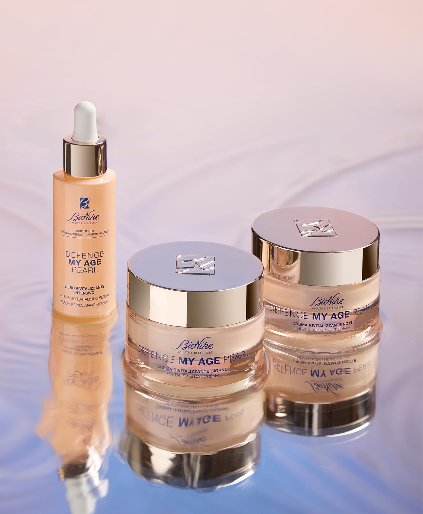 Bionike Defence My Age Pearl - Crema Viso Antiage con Acido Ialuronico, Contrasta le Prime Rughe e Segni dell'Età, Illumina e Idrata la Pelle, Leviga e Rivitalizza il Viso, 50 ml