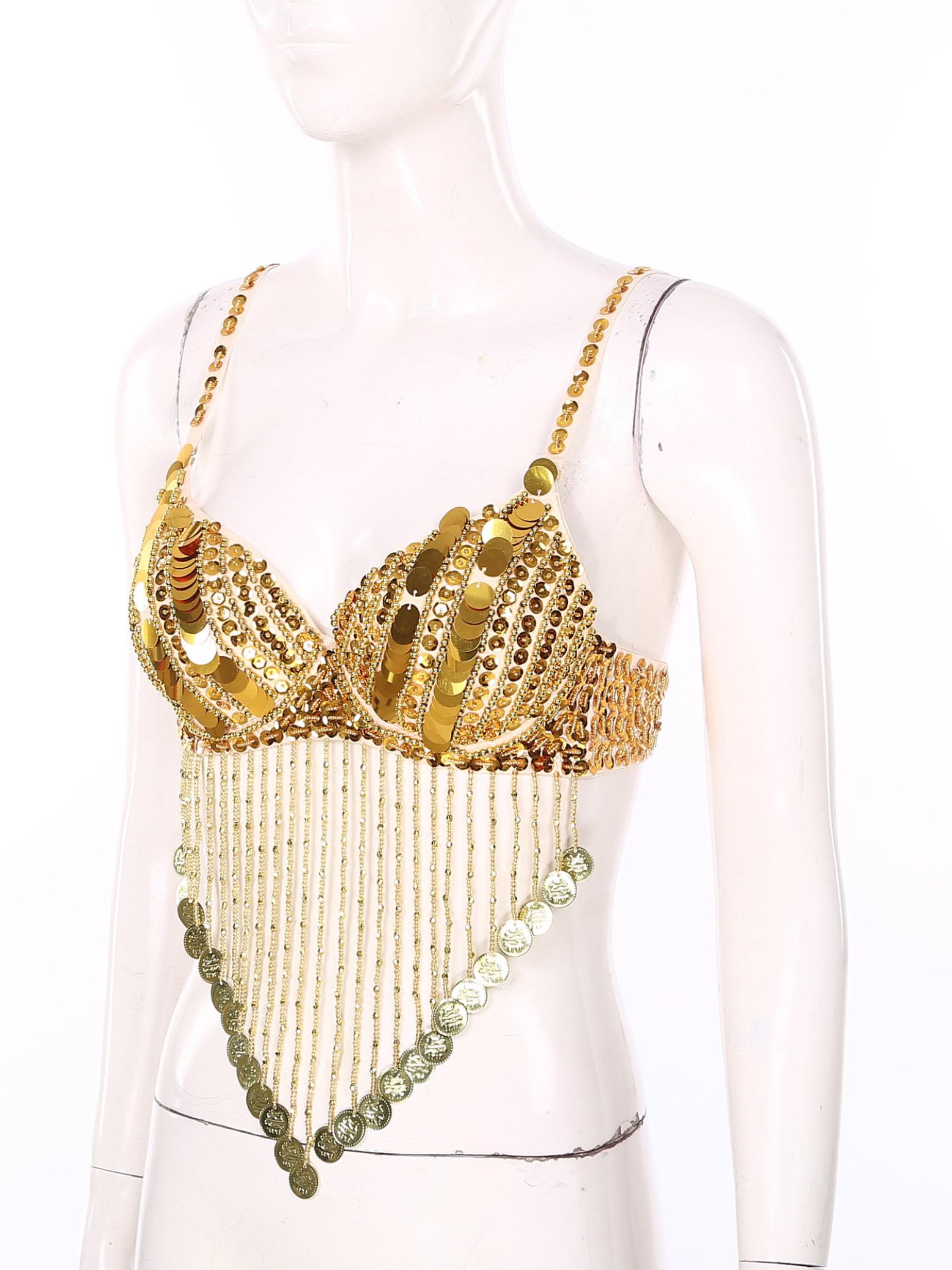 Cekiny wysoki taniec brzucha kobieta frędzle strój do tańca orientalnego Samba kostium Belly Dance Performance