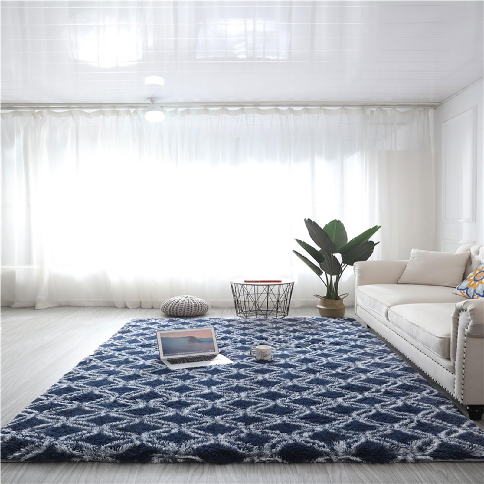 Tapis de luxe shaggy style minimaliste pour salon moderne 120x160