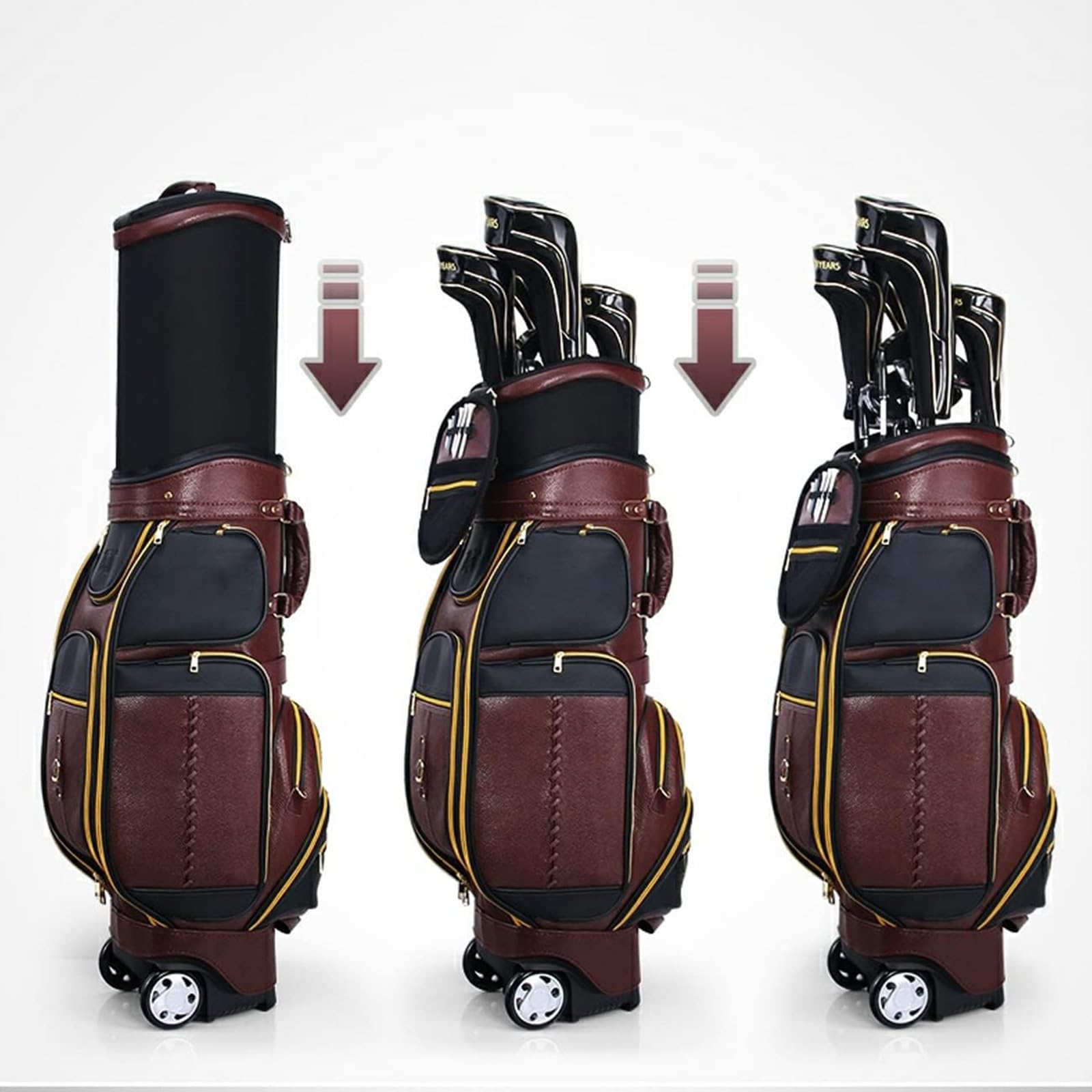 Bolsa de Golf de Cuero para Hombres, Bolsa de Golf portátil Impermeable, Bolsa de Viaje para Palos de Golf, Bolsa de Almacenamiento Liviana para Campos de Golf y Viajes