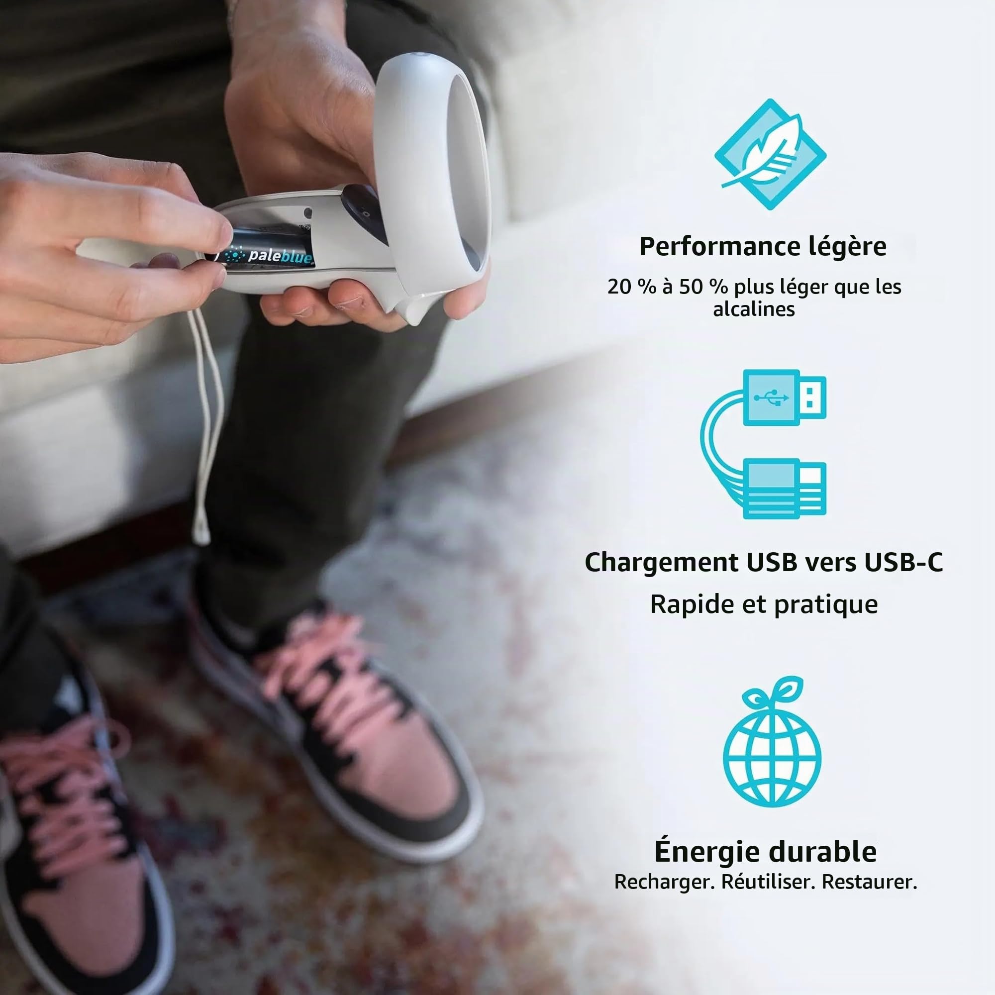 Piles Rechargeables USB-C PALEBLUE AA LR06 HR06