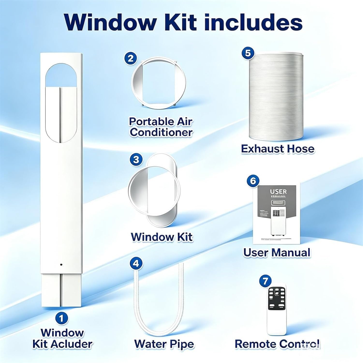 LONGCAO Aire Acondicionado Portátil 7000 BTU, 4-en-1 Enfriador y Deshumidificador con Mando a Distancia, Pantalla Digital, Silencioso, para Habitaciones hasta 10 m²