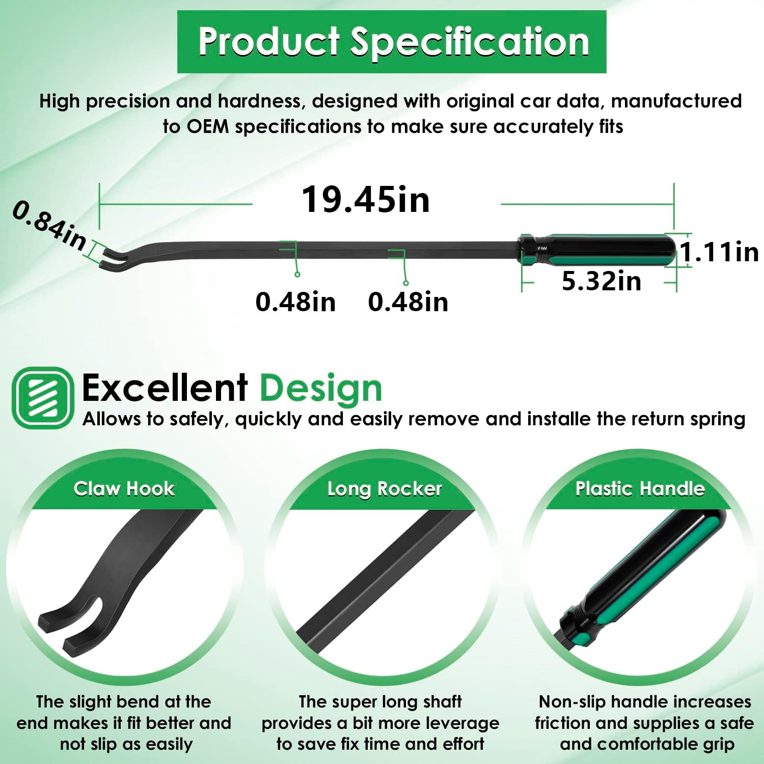 Brake Return Spring Tool for Large Trucks & Trailers with Air Brakes with S Cam, Spring Tech Tool Truck Brake Spring Tool for Install & Remove Return Springs on Commercial Truck and Trailer