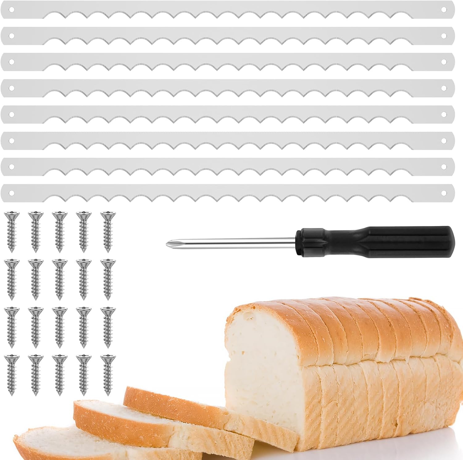 8-Piece Stainless Steel Bread Cutter Blades Set with Screws & Tool