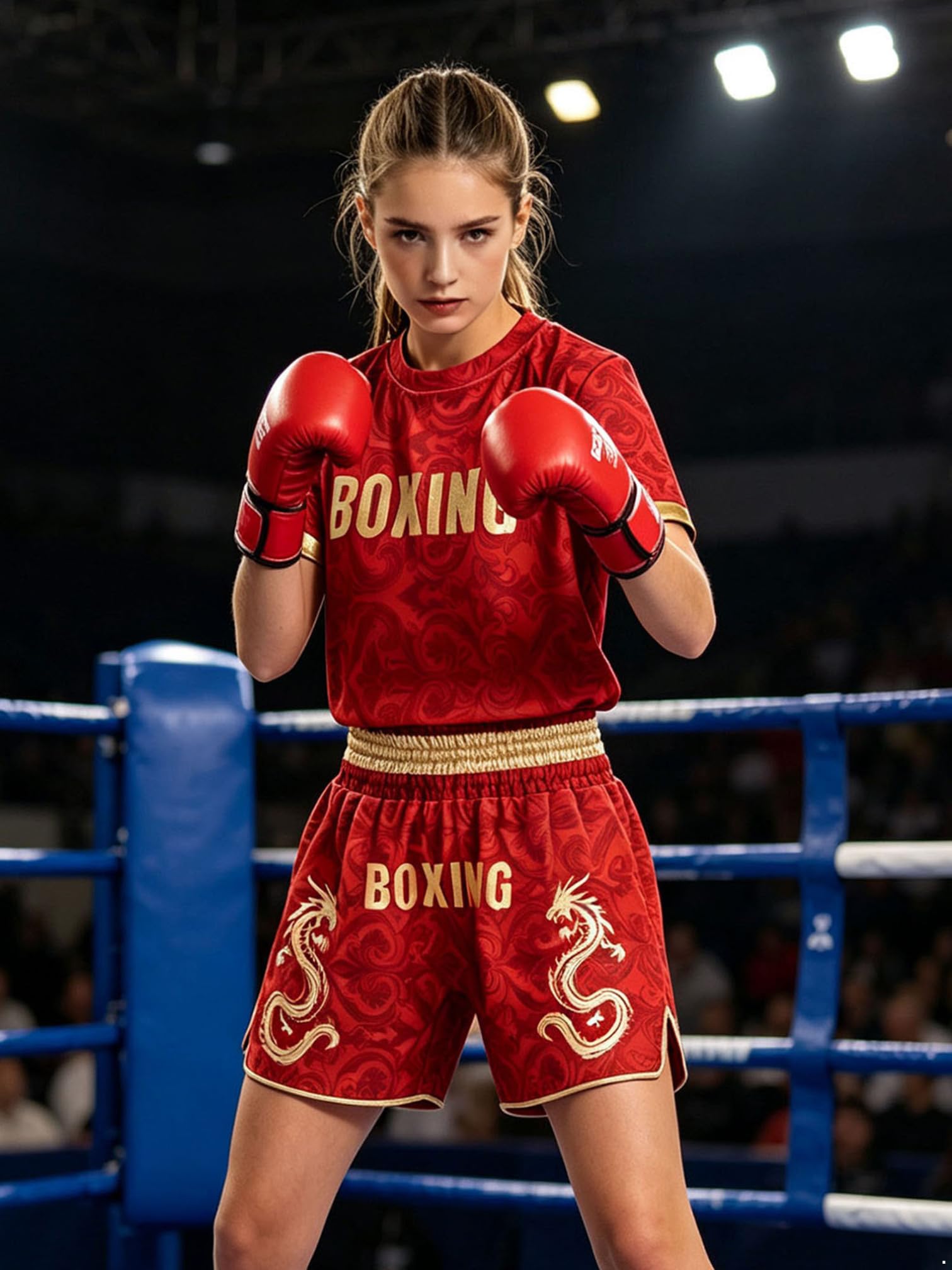 MSemis Bambini Maglietta Boxe Bambino Pugilato Costume Pugile Sportswear Rosso 13-14 anni