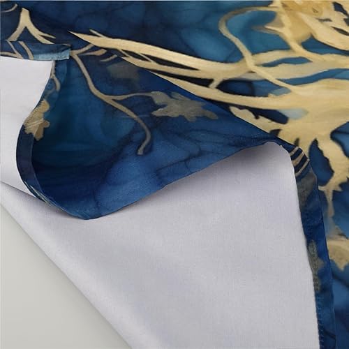 Miniatura 4 de Juego de 4 servilletas de tela de árbol abstracto de 20 x 20 pulgadas, patrón azul dorado, lavables, reutilizables, servilletas de cocina,