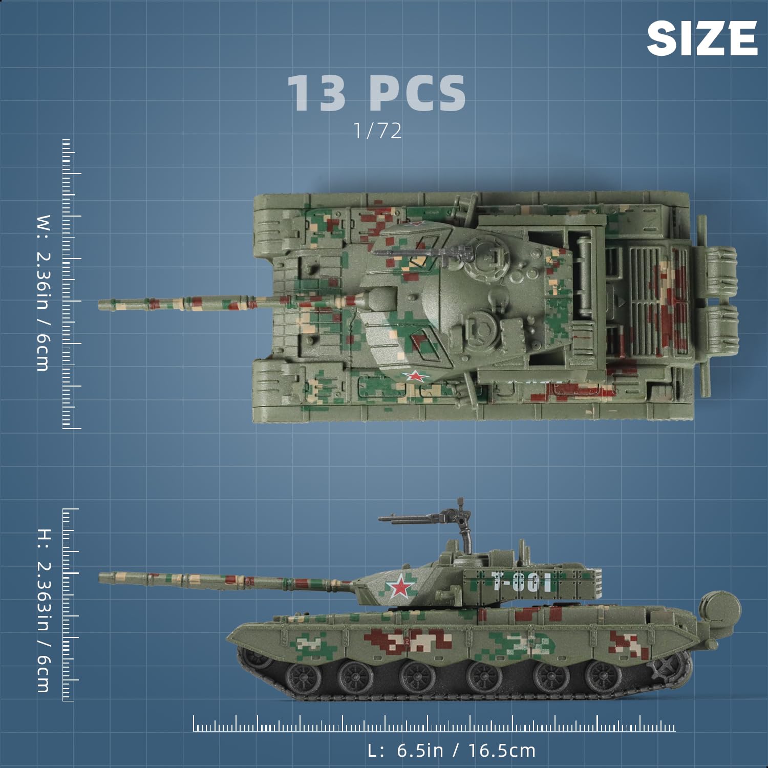 SEBUNAS 1/72 Scale Type 99 Military Tank Quick Build Model China Armored Vehicle Type 99 Main Battle Tank Building Model Gift for Adults and Kids (13PCS) - Image 2