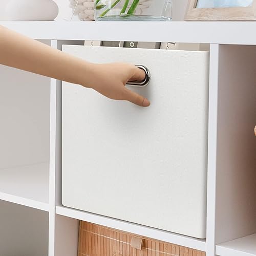 Miniatura 6 de Posprica Contenedores de almacenamiento plegables de 11 x 11 pulgadas con asas dobles, cajas de almacenamiento plegables de tela para armario,