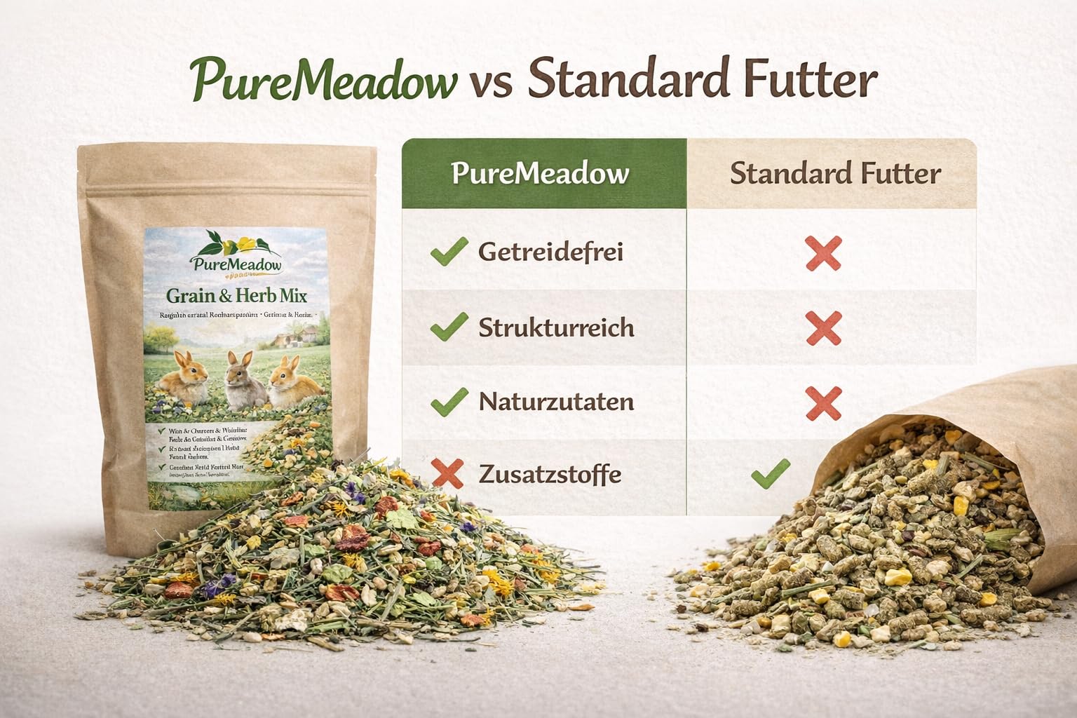 PureMeadow Golden Meadow Mix - Complément Alimentaire texturé pour Lapins - 5 kg - avec Foin des prairies, Herbes et légumes