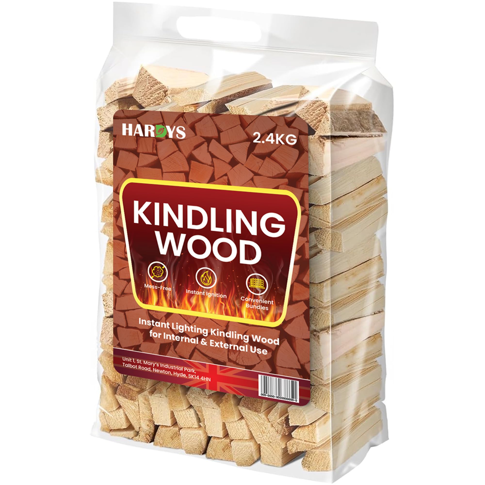 Hardys Brown Kindling Wood, 1 Pack - 2.4Kg Approx. | Instant Light Firewood Logs, Smokeless - Kiln Dried - Bbq, Fire Heat Logs For Wood Burner, Pizza Oven, Open Fire Pit