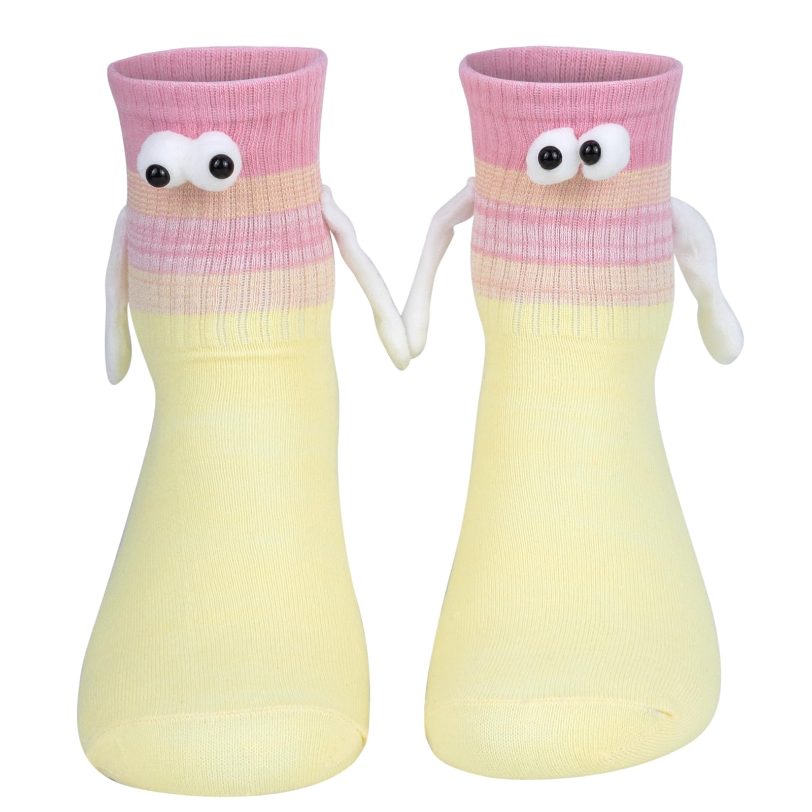 FACHOI Holding Hands Socks Funny Magnetic Sock Novelty Hand in Hand Couple Socks For Lovers Friends Sisters F1-JBQSWZ (Pink)