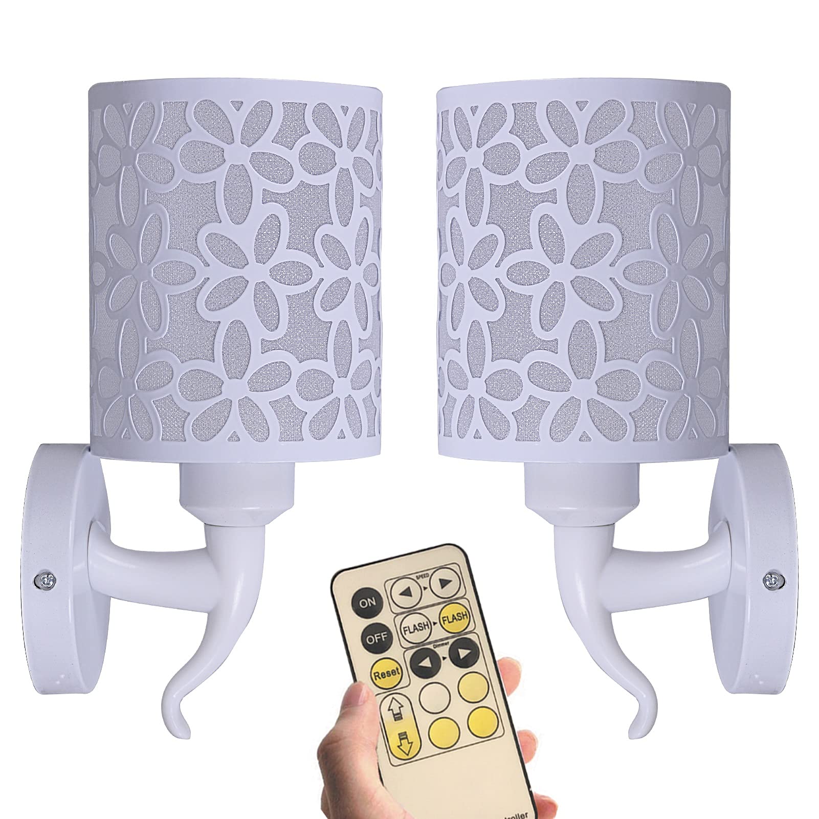 DCOC Wall lamp, battery operated wall lights,rechargeable, battery capacity: 5A, can be used for 60 hours, wireless installation, with remote color temperature control, 2 setsWall lamp，indoor use