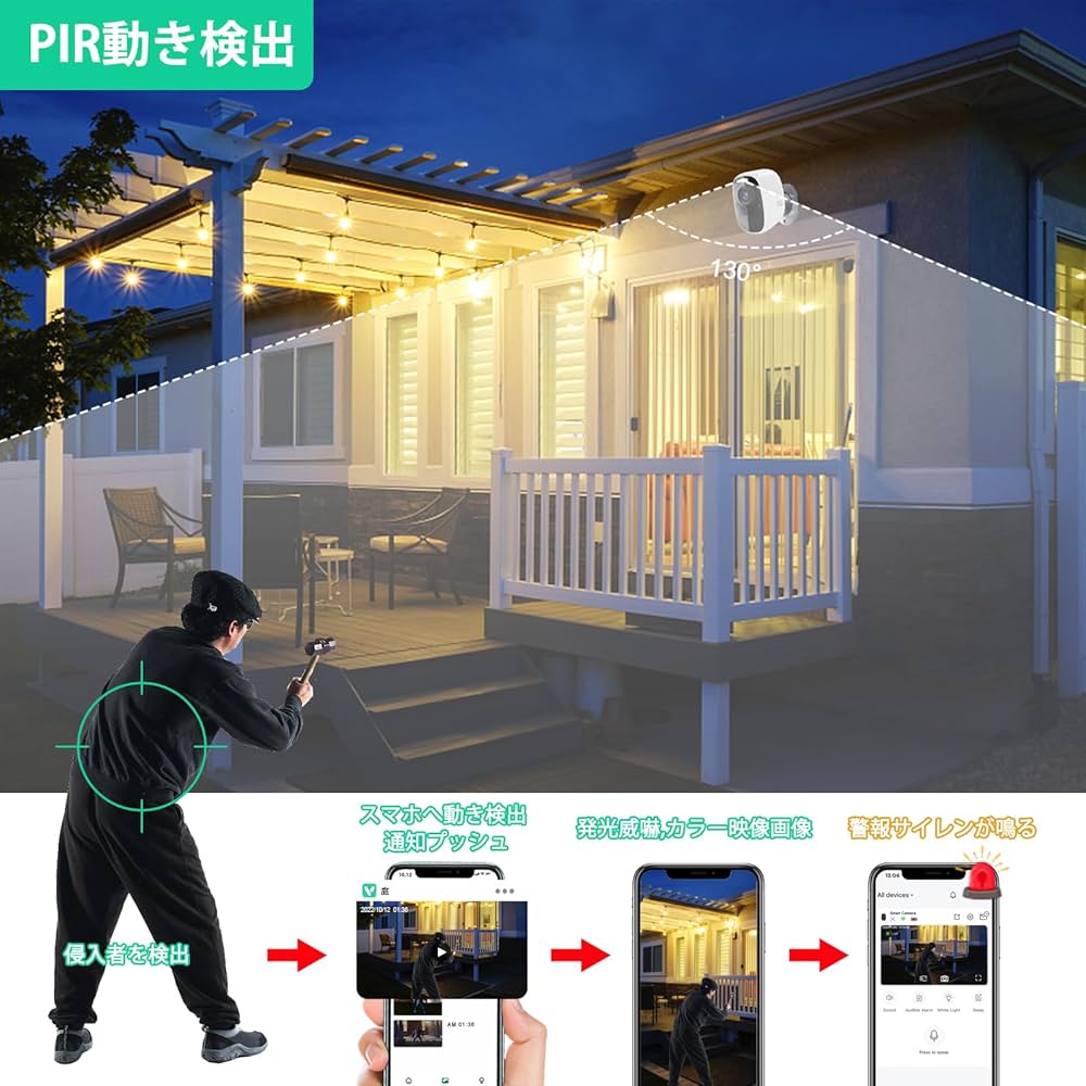 Amazon.co.jp: 【400万画素 ・夜間カラー撮影】防犯カメラ