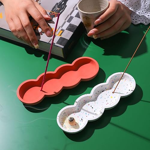 Miniatura 6 de BOOWAN NICOLE Molde de silicona para quemador de incienso de cemento de hormigón, moldes de base de palo, vainas de incienso