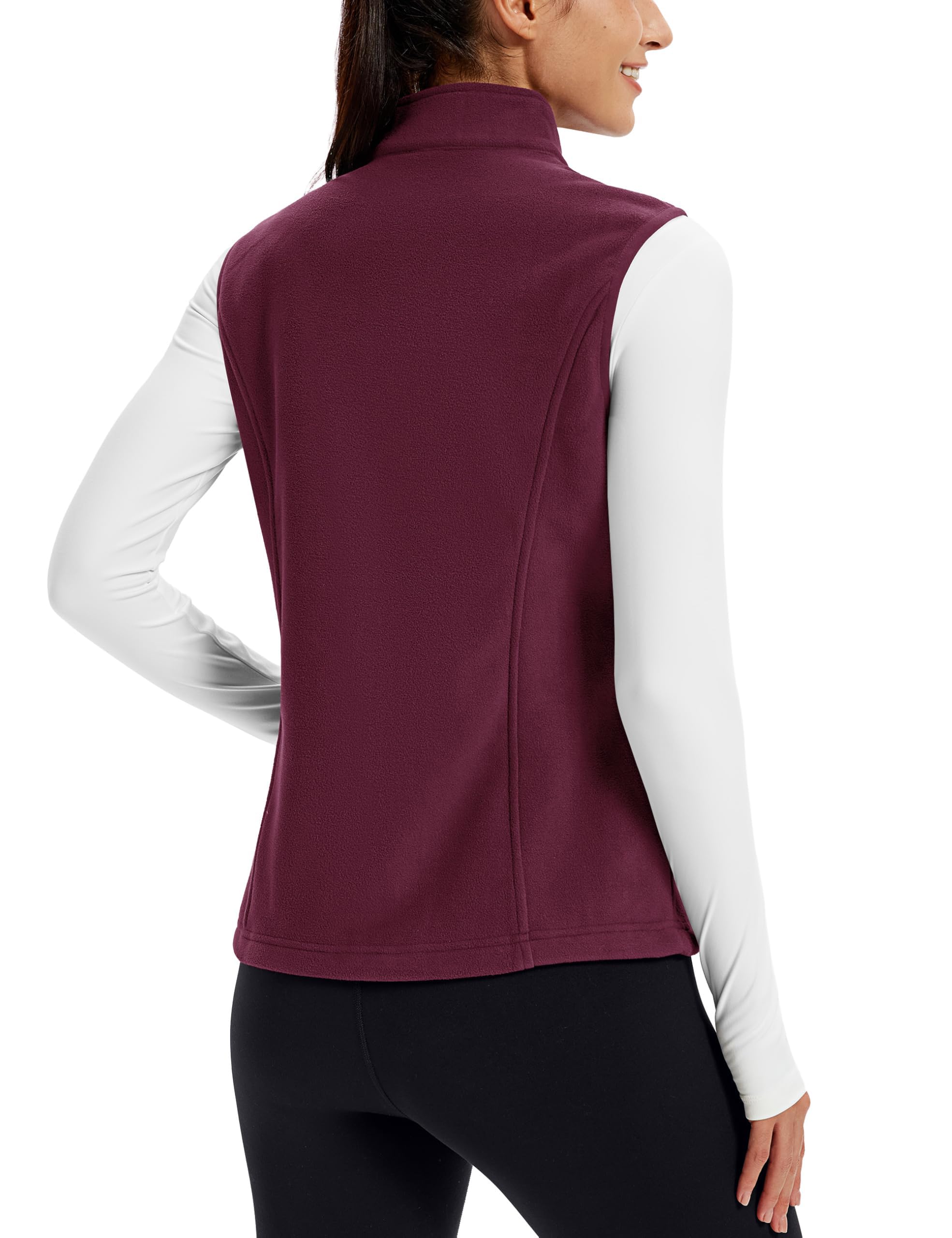 TACVASEN Chaleco Polar para Mujer Chaqueta sin Mangas Exterior Cálido Bolsillos Cremallera Gilet Deportivo