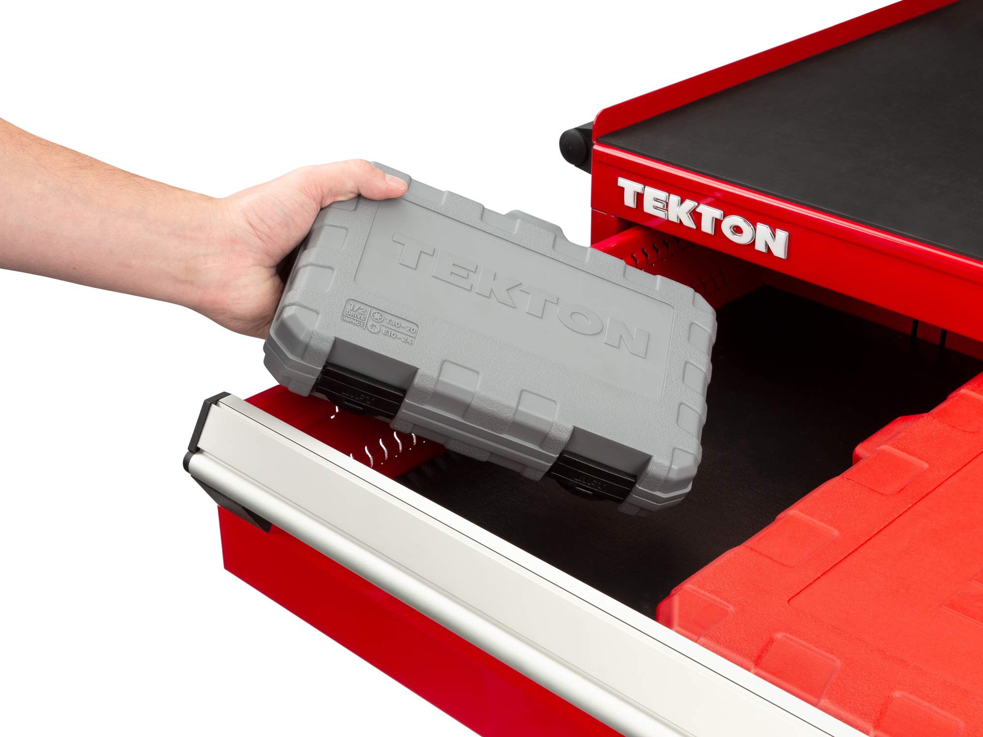 TEKTON SKT25801 - Juego de llaves de vaso de impacto Torx y estrella externa de 1/2 pulgada, 17 piezas (T30-T70, E10-E24)