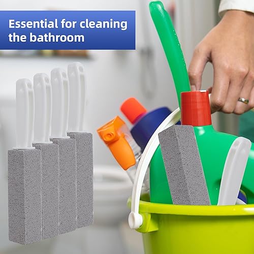 Miniatura 7 de Paquete de 4 piedras pómez con asa, piedra pómez para limpieza de inodoros, bañeras, parrillas, piscinas, fregaderos