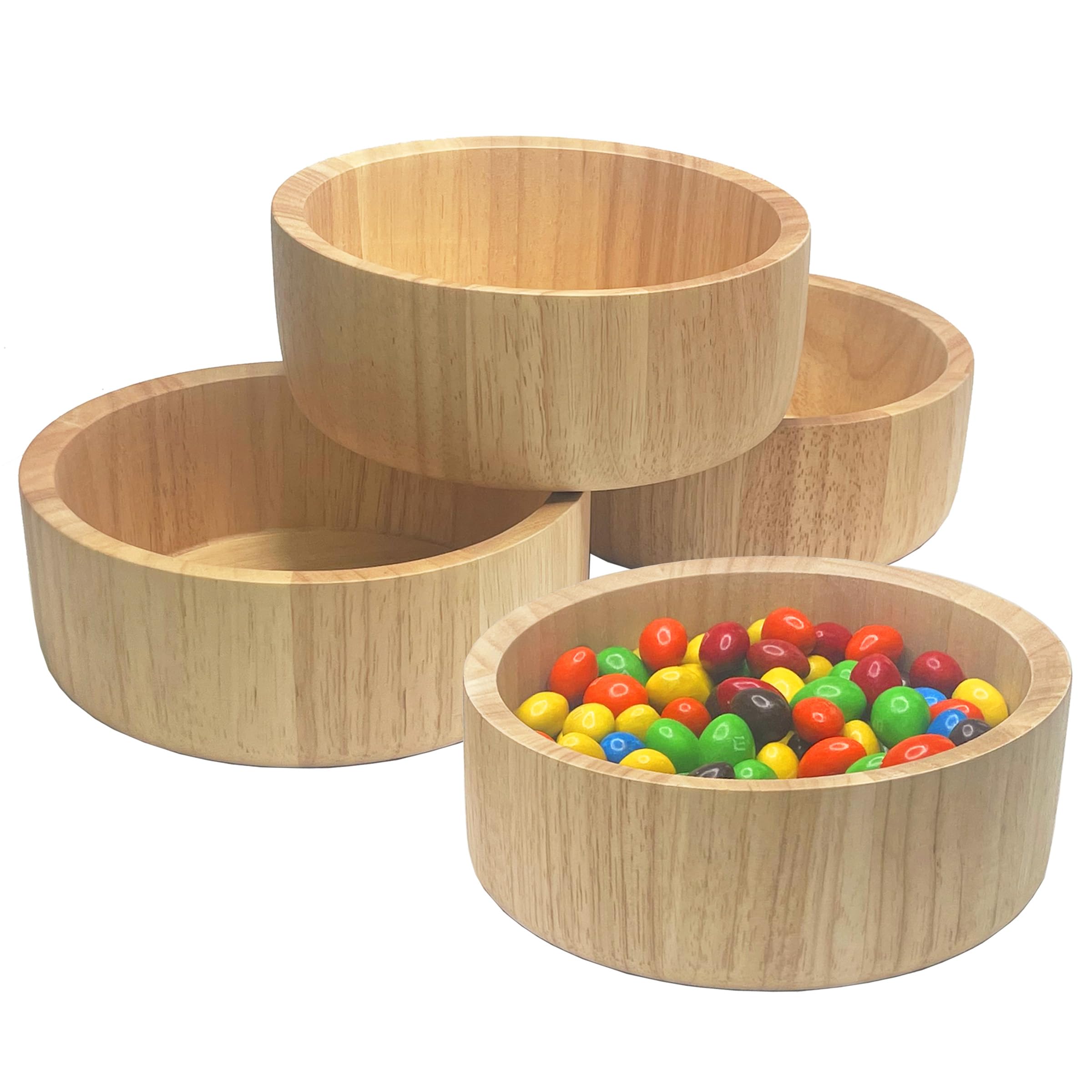 Woodard & Charles - Juego de 4 cuencos individuales de madera, cuencos para servir aperitivos, 6 1/2 x 2 1/2 pulgadas