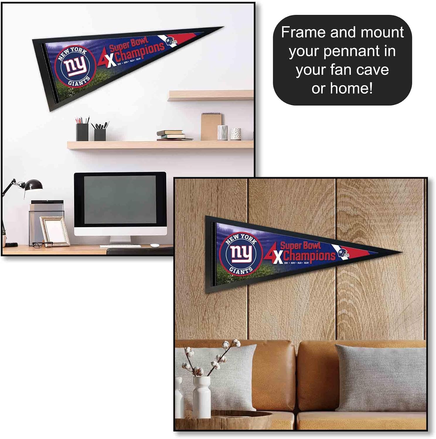 New York Giants 4 Time Bowl Champions Pennant Banner Flag