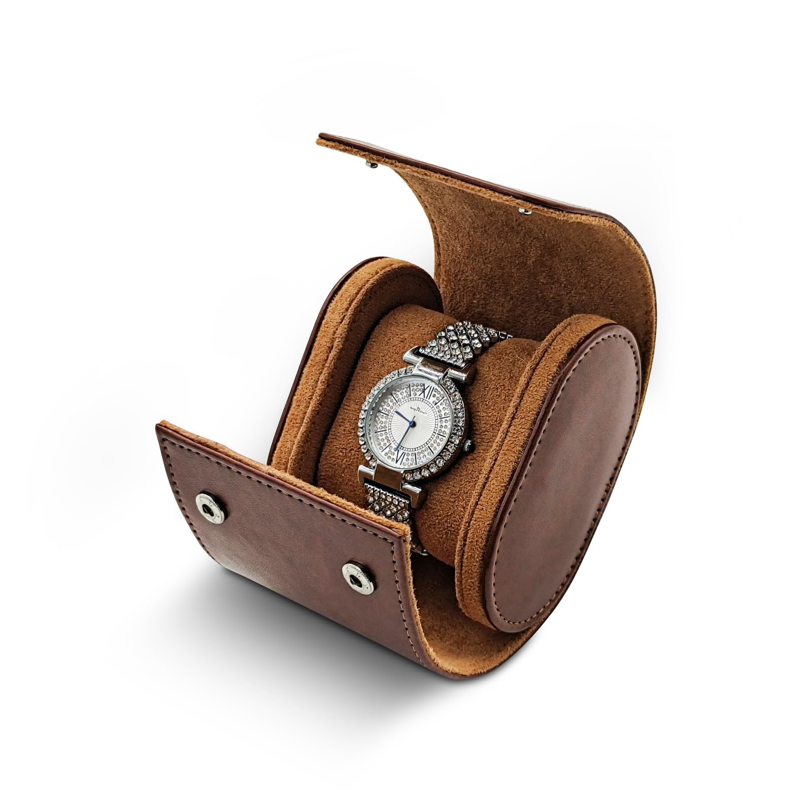 ITNXVKGES Watch Box, PU Leather Watch Case Single Watch Display Case, Portable Watch Display Storage Box Watch Display Box, Watch Roll Travel Case with Detachable Pillow (dark brown)