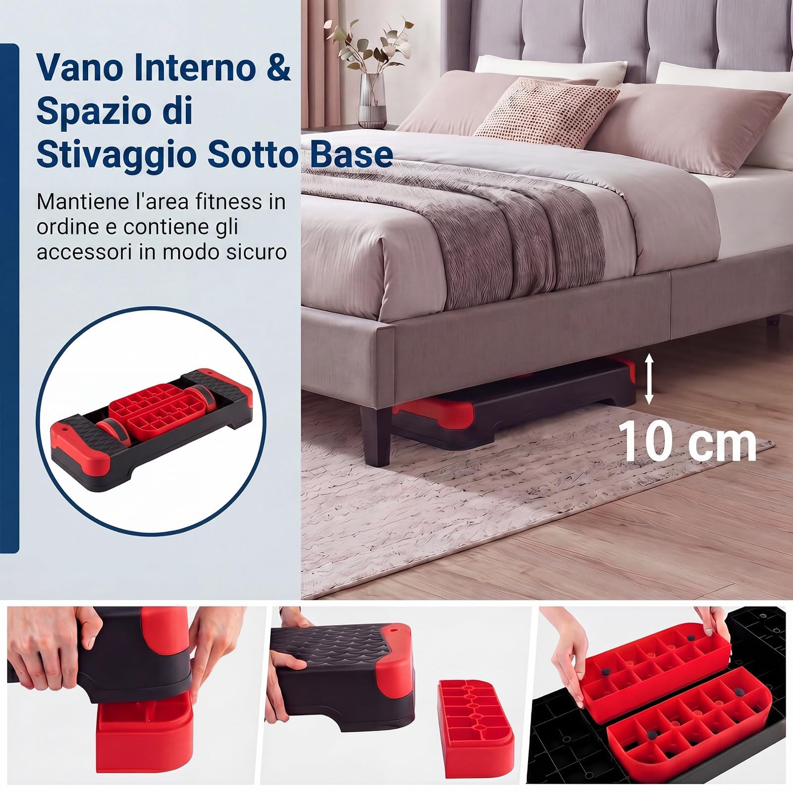 GYMAX Stepper Aerobica 3 in 1, Step Fitness con Corda Elastica