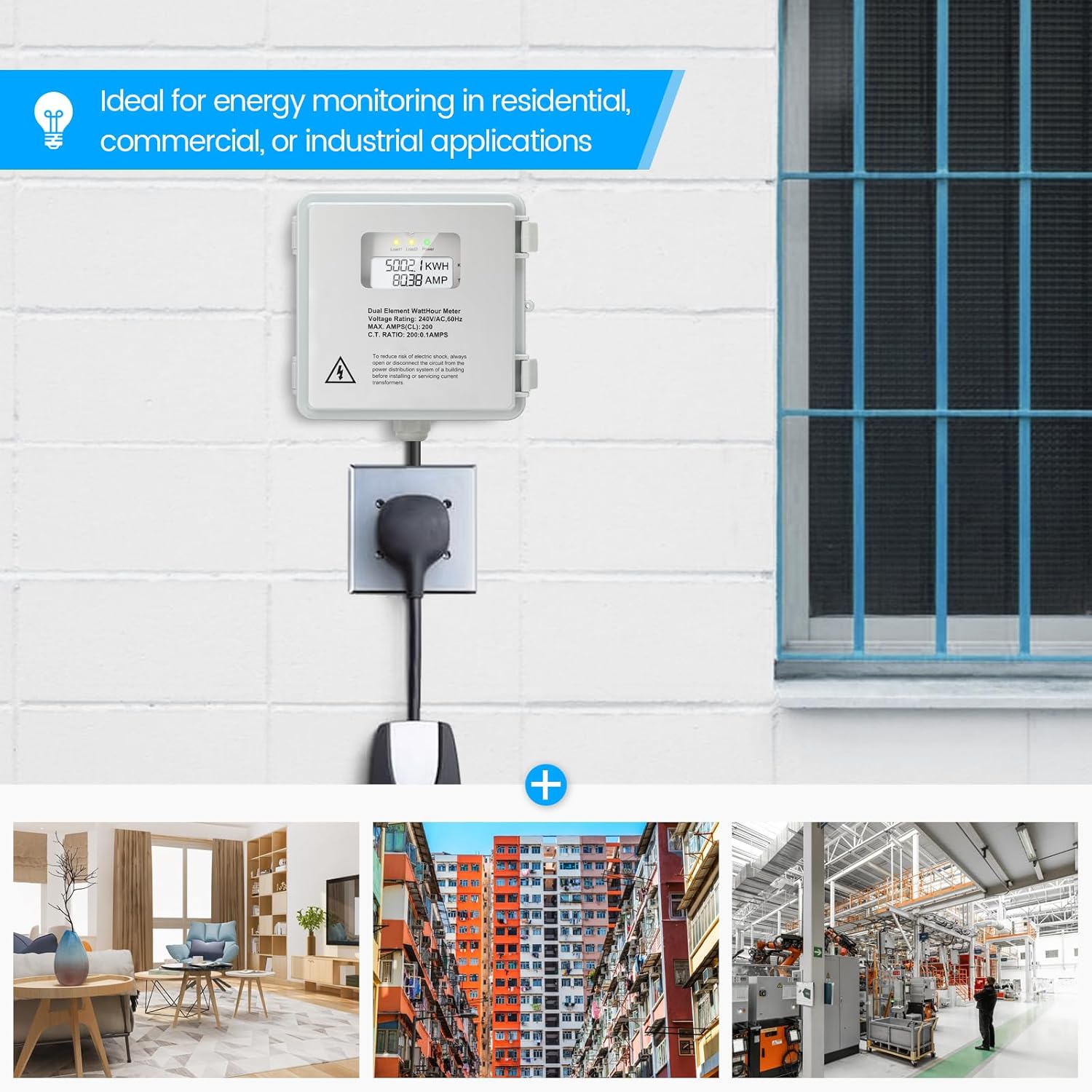 Zuomeng ZM-155 Power Meter used in residential, commercial, and industrial settings.