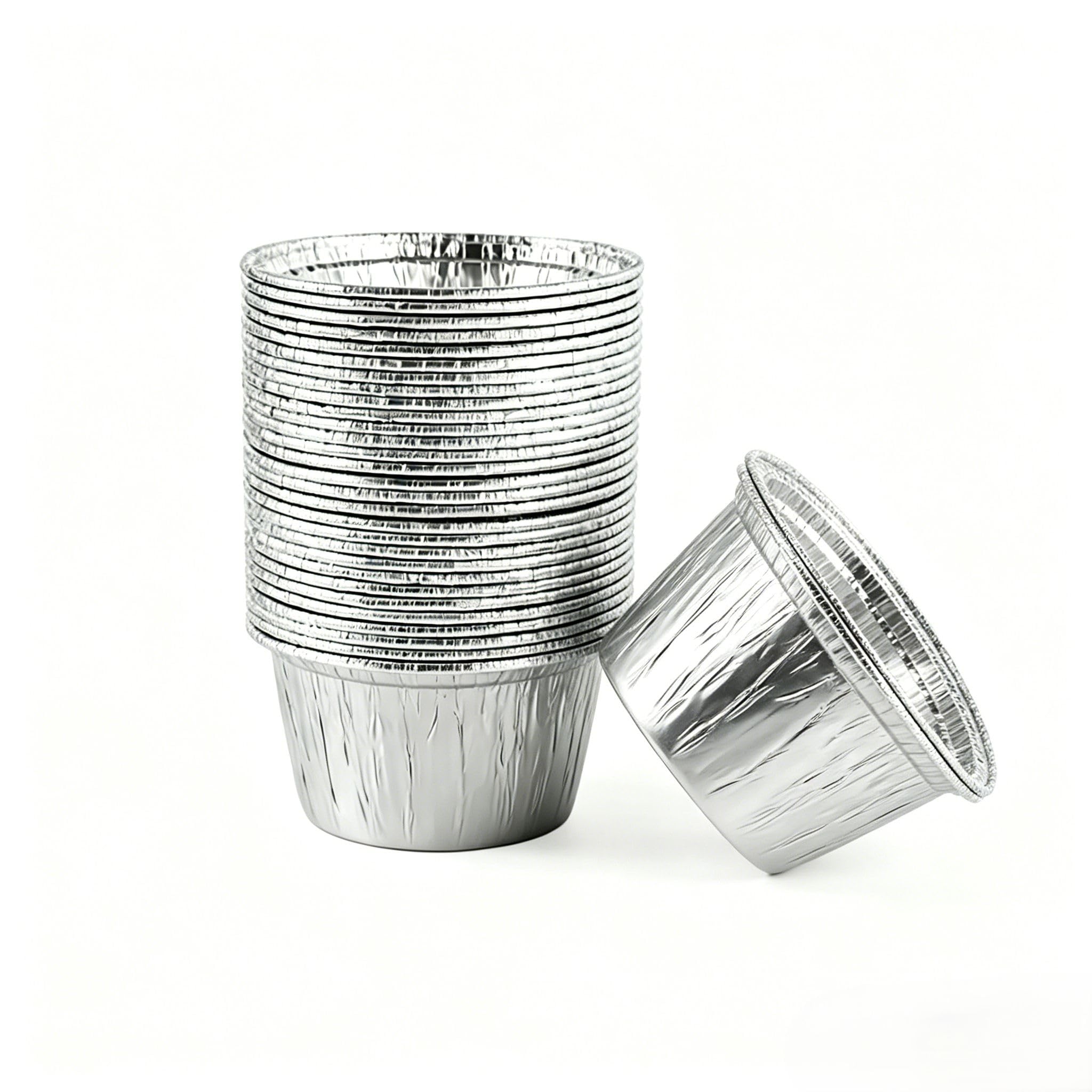 Ulalaza 30 PCS Round 11X7.4cm Disposable Aluminum Foil Trays Tin Foil Pot Roasting Trays Containers for Baking Cooking Frozen Storage of Food