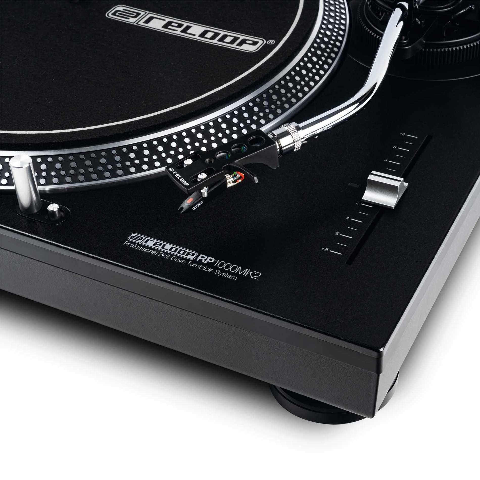 Reloop RP-1000 MK2 - Tocadiscos con transmisión por Correa para DJ y HiFi, Rango de variación Pitch +/-10%, Negro