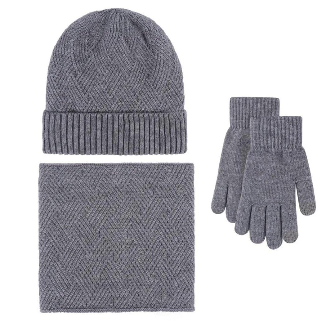 Czapka z dzianiny Czapki dziane klasyczne, Zestaw szalików, czapek i rękawiczek unisex, wielokolorowy, 3 sztuki, zimowy(Hx3)